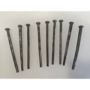 Antique set of 9 large 4-inch hand-wrought square Rose Head nails